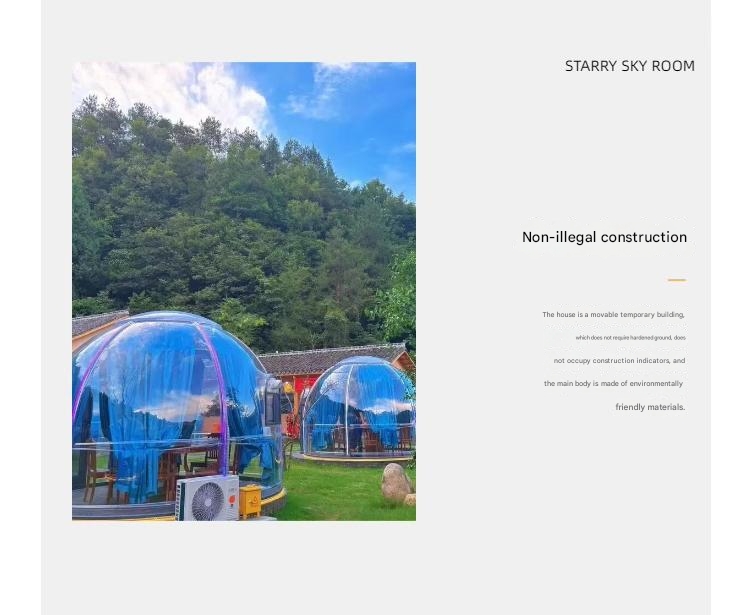 Unforgettable Outdoor Experience Transparent PC Hotel Room at Scenic Area Homestay