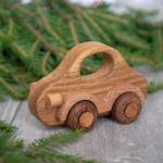 Stained Beech Handmade Wooden Toys , Handmade Wooden Cars For Preschoolers