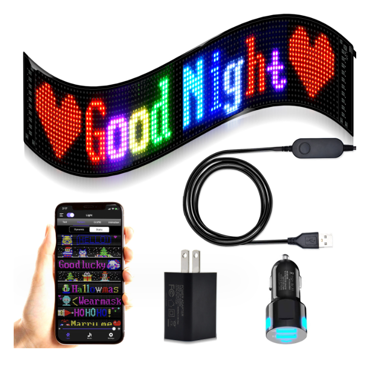 Hotsale full color app control waterproof indoor outdoor flexible rgb led car window devil eye light led sign for business