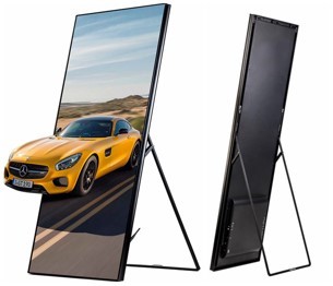 LED Poster Screen Floor Standing Signage Movable Advertising Panel Digital Mirror Display