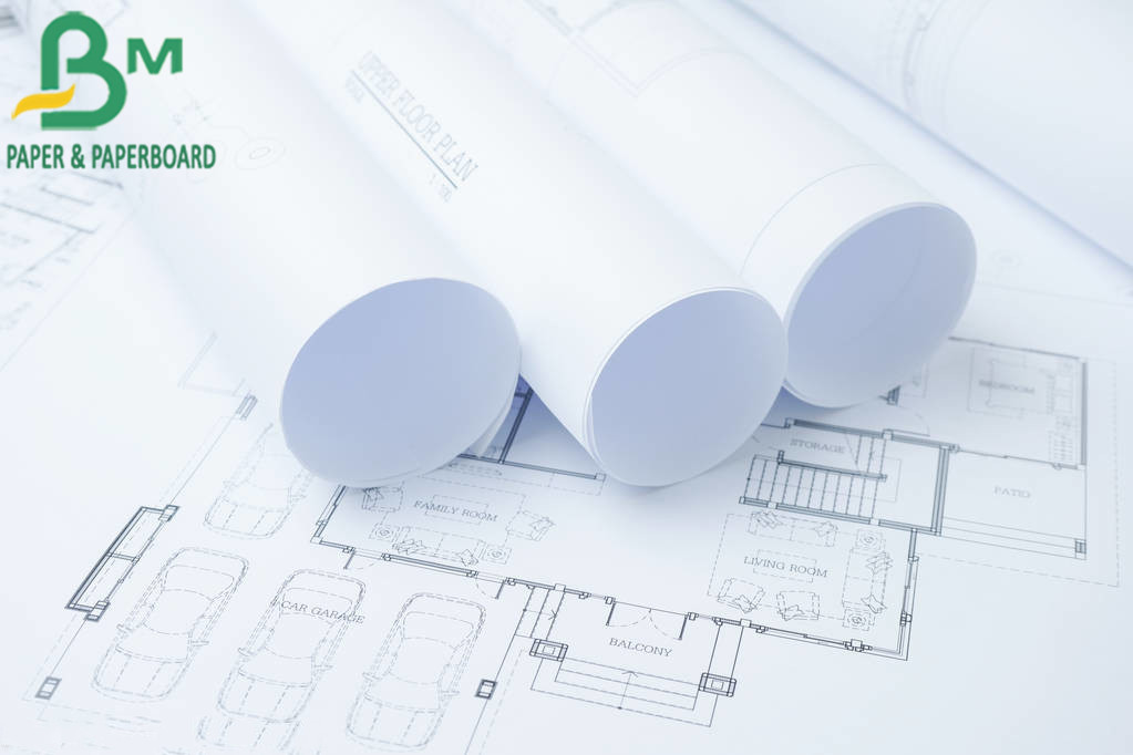 36'' 60'' Width * 50m / 150m Length CAD Plotter Paper Roll Printable Water Resistant