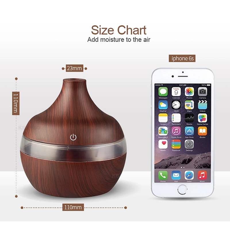 300ML 2W 35ml/h Wood Grain Aroma Diffuser For Bedroom