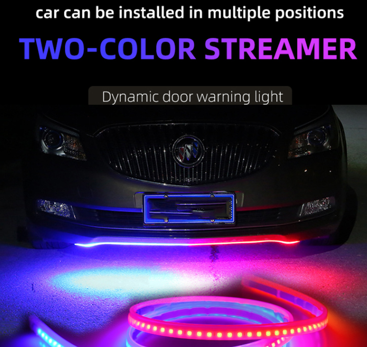 12V Outdoor Led Car Door Warning Light Strip White Waterproof 120cm