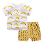 Summer Kids Pajama Set Plain Animal Short Sleeve Tee And Shorts