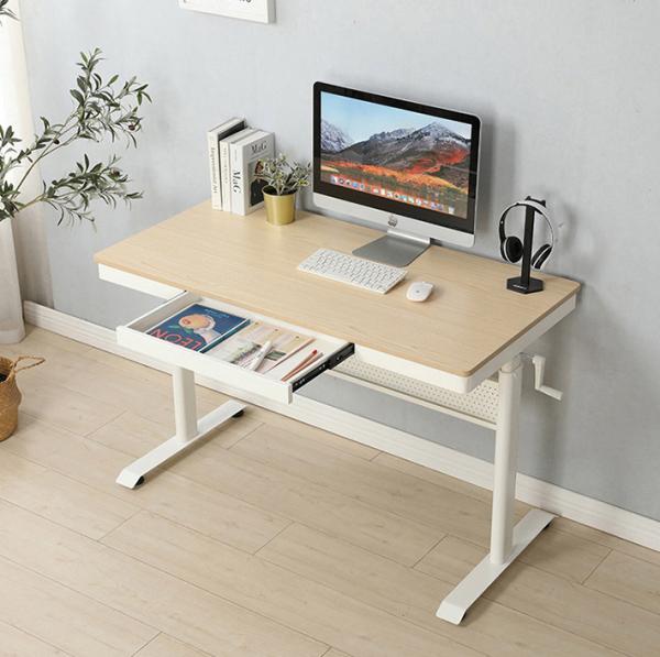 Adjustable Height Recording Studio Table for Girls White Wooden Computer Coffee
