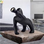 Sculpture Black Gorilla Floor Lamp For Hotel Lobby Exhibition Hall