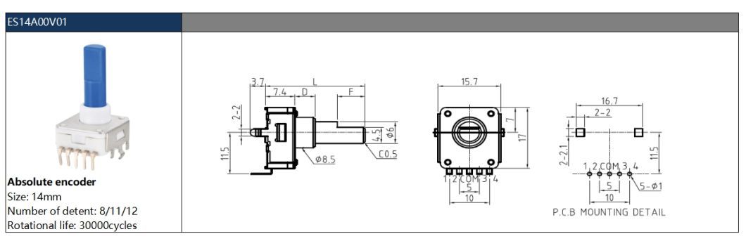 14mm Absolute Encoder Es14 Logic Encoder Incremental