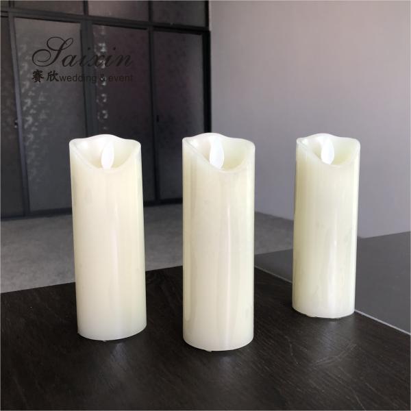2021 Battery Operated Warm White Flat Flickering LED Pillar Candles For Wedding