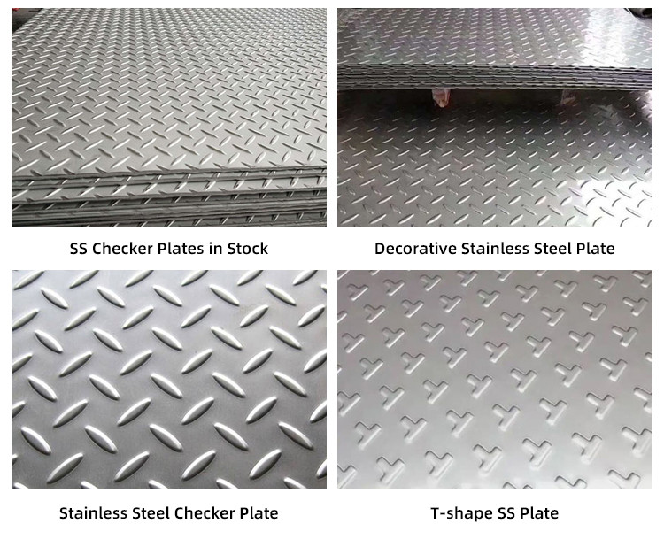 201 304 Golden Color Coated 3MM 2MM Stamping Embossed Surface Anti Slip Stainless Steel Checkered Plate