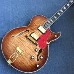 Hollow body L-5 jazz electric guitar,Full color strip edge,Burst color Quilte