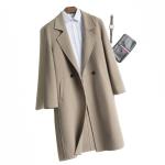 Pure Wool Men's Double-Sided Cashmere Coat Mid-Length Trench Jacket for Casual