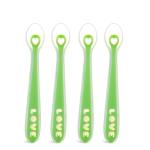 Green BPA Free Silicone Baby Spoon Kit Custom Pattern Printing