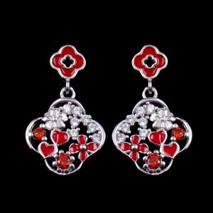 Wholesale Sterling Silver Cubic Zirconia Earrings / Color Enamel Love Heart Stud Earrings For Lady Jewelry from china suppliers