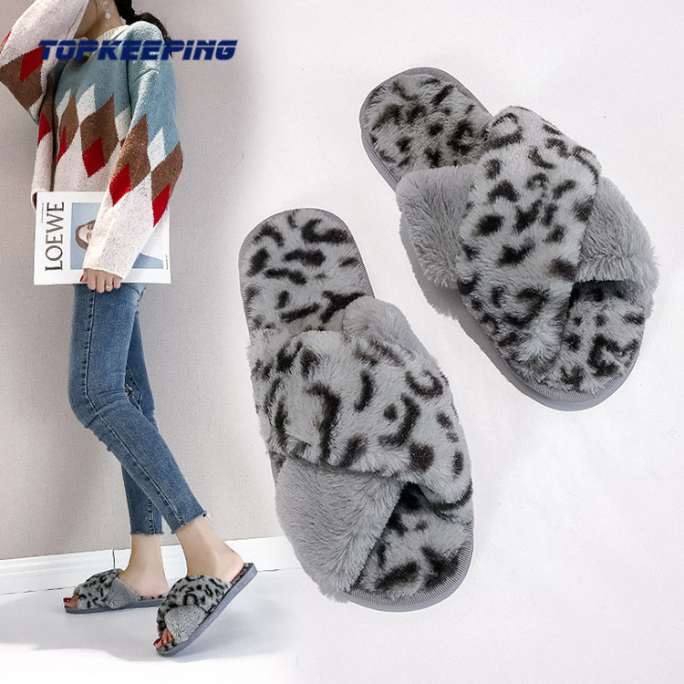 Indoor Flat Heel Womens Fluffy Slides Size EUR36 - 41