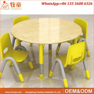 Wholesale Day Care Centre High Quality 4 Seats Round Wood Table and Plastic Chairs for 2-5 years old kids from china suppliers