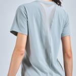 Nude Feeling Women'S Short Sleeve Yoga Tops Mesh Stitching Womens Running T