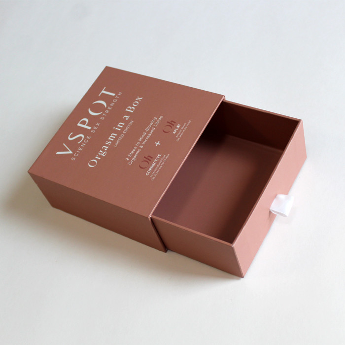 Slide Out Gift Packing Boxes With Ribbon Rigid Cardboard And Custom Design