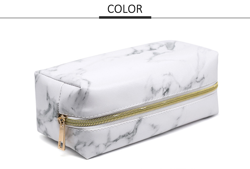 Large Capacity Women PU Marble Vanity Cosmetic Wash Bag Beauty