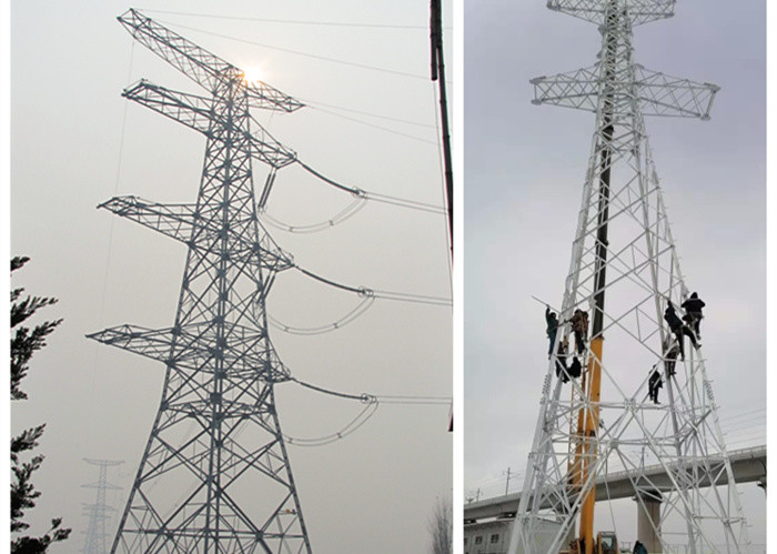 Double Circuit 500 Kv Transmission Tower , Q235B Mild Steel Power Pylon