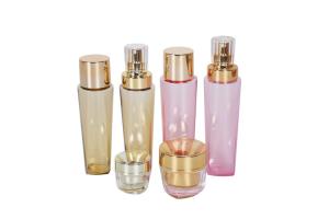 Wholesale Popularity Gold Cosmetic Packaging Set 150/200ml PETG Toner Bottle Lotion Bottle 15/50g Acrylic Cream Jar from china suppliers