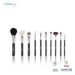 Synthetic Hair 10pcs SGS Cosmetic Makeup Brush Black Wooden Handle