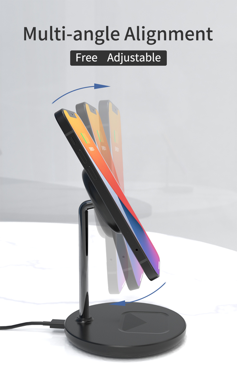 2 in 1 Mobile Phone Magnetic Wireless Charger with Type C Port and Fast Charging