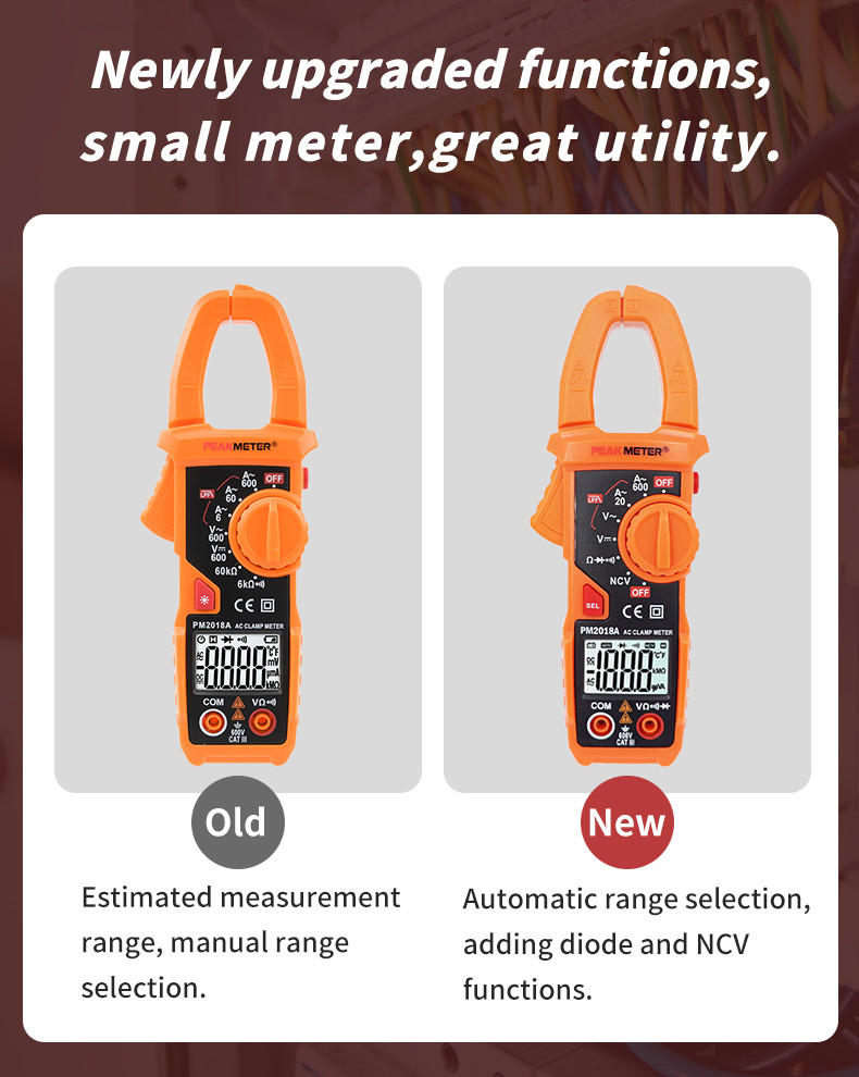 Auto Range Digital AC Clamp Meter 600V AC DC Voltage Measurement NCV Test