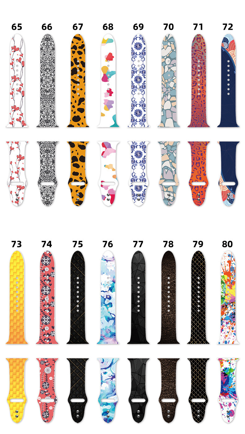 Silicone Material Smart Watch Band For Iwatch 42Mm 44 Mm Pattern Printed