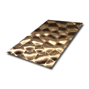 Wholesale 201 304 316 Rose Gold Water Ripple Hammered Stainless Steel Sheet 0.5mm 0.8mm 1.0mm 1.2mm Ss Steel Plate from china suppliers