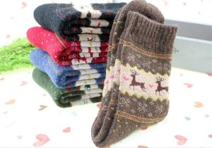Wholesale Wholesale christmas deer patterned design eco-friendly cozy wool dress socks for women from china suppliers