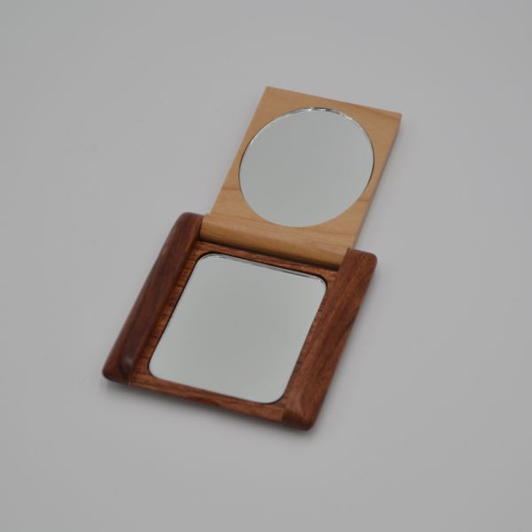 Promotional Maple and Rosewood Wooden Pocket Mirror