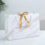 Personalize LOGO Marble paper custom gift bag Paper Delivery Bags with ribbon