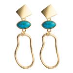 Metal Irregular Geometric Disc Pendant Earrings Tassel Dangle Drop Earrings