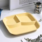 Reusable 3-Compartment Dinner Plate BPA-Free Microwave Dishwasher Safe Wheat