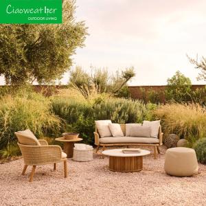 Wholesale Waterproof and Sunscreen Terrace Sofa Teakwood Frame Material Garden Sofa Set for Modern Outdoor Furniture from china suppliers