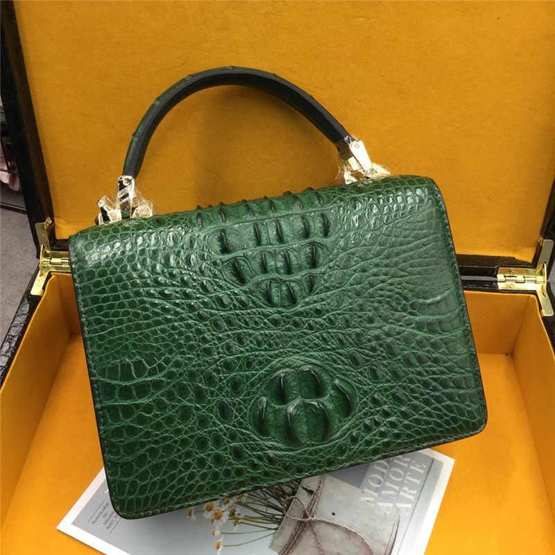 Authentic Real Crocodile Skin Lady Purse Genuine Alligator Leather Women Single Cross Shoulder Bag Female Small Handbag