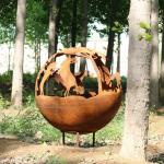 Outdoor Stylish Patio Small Wood Burning Fire Sphere Weathering Steel 1000mm