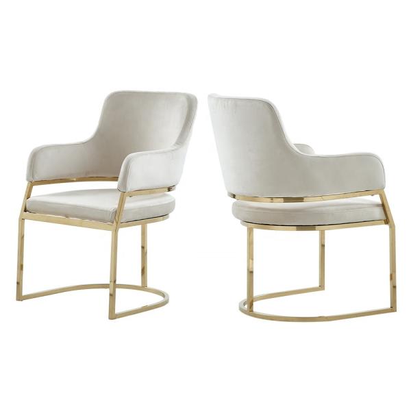 Metal Frame 54x58x84cm European Style Dining Chair 10kg with flannel seat