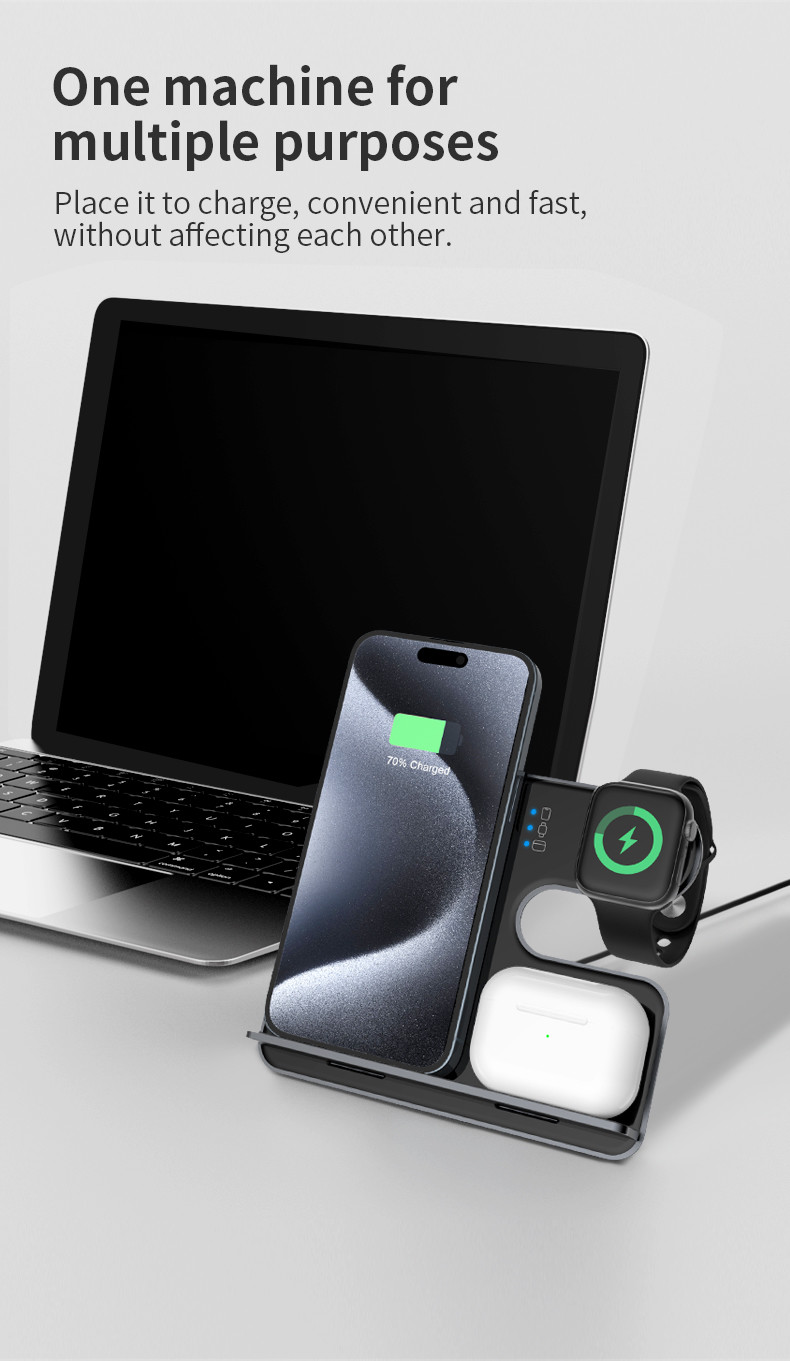 15W Fast Wireless Charging Braket for Apple Samsung Qi Phones Airpod and iWatch