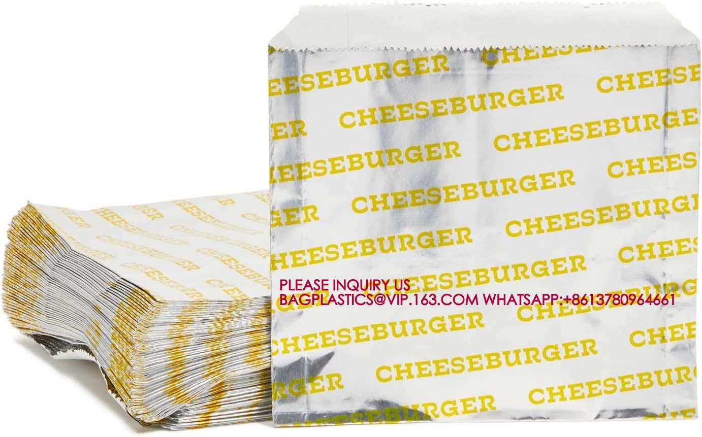 Foil Paper Hot Dog Holders Hamburger Wrapper Combination Pack, Grease Resistant Food Bag