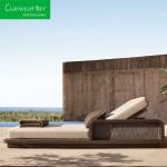 Hotel Function Patio Garden Outdoor Furniture Weathered Solid Wood Daybed Lounge