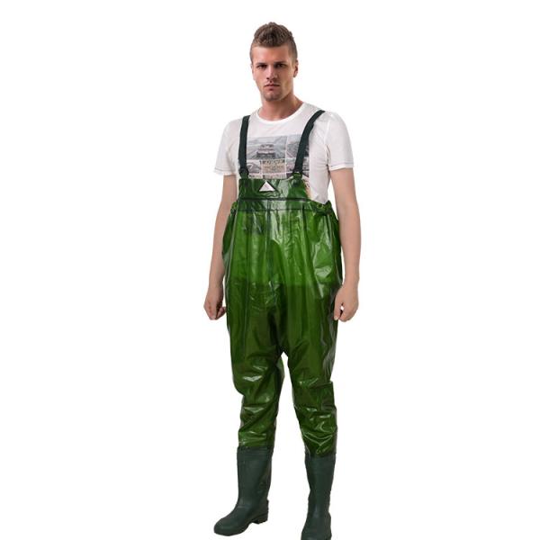 Green or Different Color 100% PVC Waist Fishing Waders Adjustable and Comfortabl