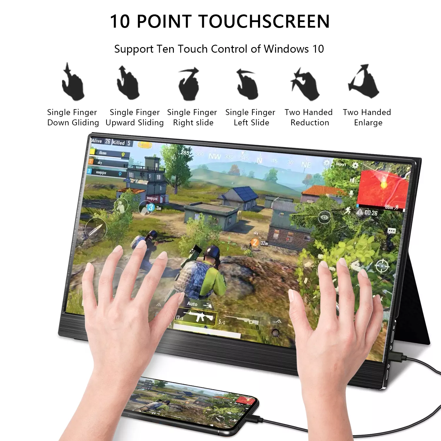 FORGOS 15.6 inch FHD 1080P IPS Screen Dual Speakers Type-C HD Mini Portable Monitor for Laptop PC Phone Switch PS5