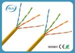 Yellow Color Cat5e Lan Cable PVC Sheath 100MHZ Spectral Bandwidth 0.4mm / 0.45mm
