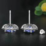 Solid 925 Sterling Silver Created Tanzanite CZ Christmas Jewelry Stud Earrings