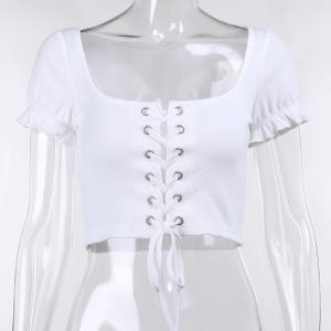 Wholesale Skinny Navel Multi - Color U Collar Corns With Cardigan Blouse Women from china suppliers