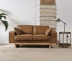 Top Grain Genuine Leather 2 Seater Sofa , Light Brown Two Seater Leather Lounge