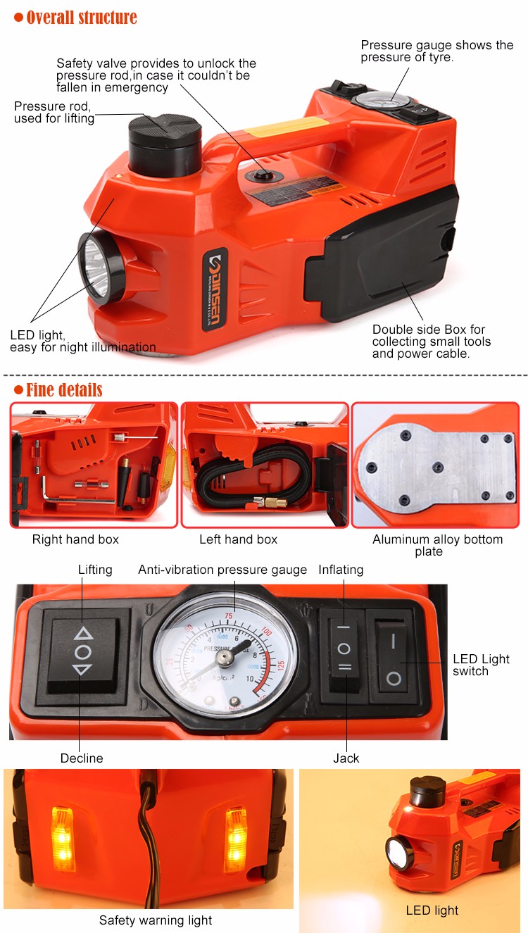 ASME2019 Electric Hydraulic Floor Jack Set With Impact Wrench 340N.M Torque