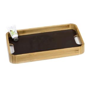 Wholesale Hotel Guestroom Leather Bamboo Tray Rectangle Multi use Customized from china suppliers