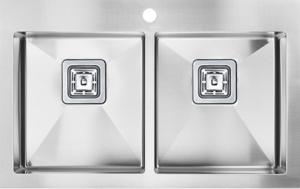 Wholesale Double Bowl Top Mount Stainless Steel Kitchen Sink Square Waste Two R15 Corner from china suppliers